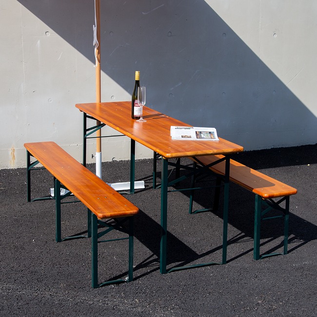 비즌 야외용 원목 접이식 카페 테라스 야외 테이블 세트