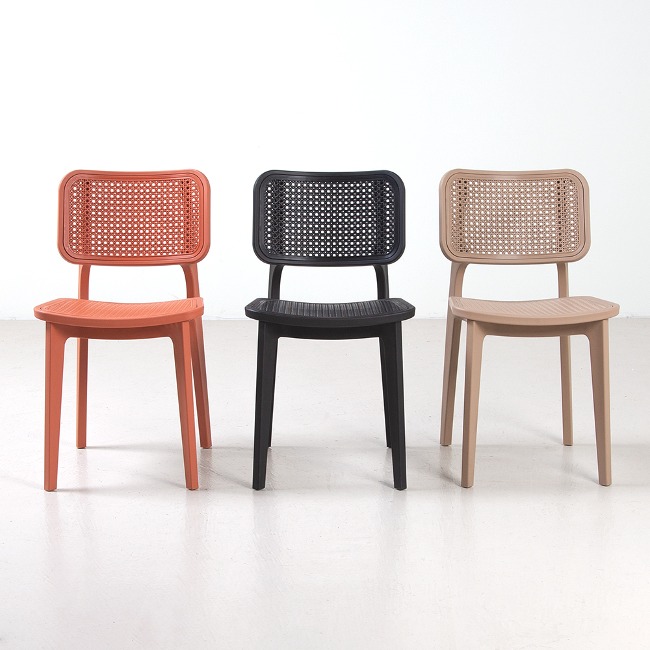 마렌 클래식 플라스틱 라탄 카페 의자 3color